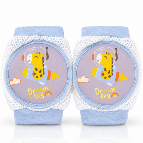 Baby Crawling Knee Pads – Soft Mesh Anti-Slip Cushioned Protectors – Breathable Cotton-Blend – Mixed Cartoon - Giraffe