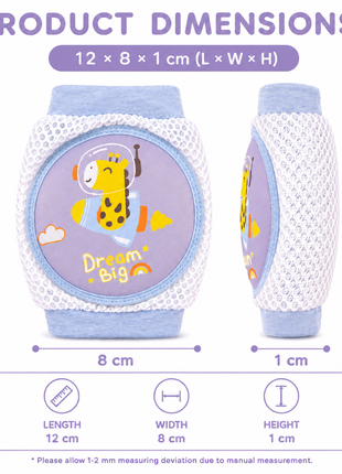 Baby Crawling Knee Pads – Soft Mesh Anti-Slip Cushioned Protectors – Breathable Cotton-Blend – Mixed Cartoon - Giraffe