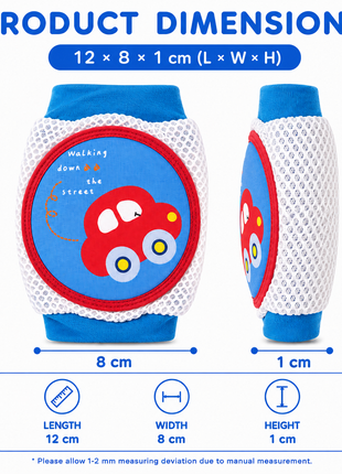 Baby Crawling Knee Pads – Soft Mesh Anti-Slip Cushioned Protectors – Breathable Cotton-Blend – Mixed Cartoon - Car 2