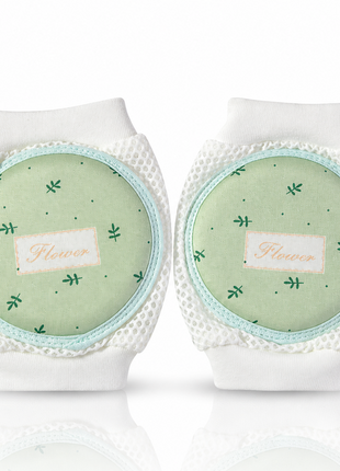 Baby Crawling Knee Pads – Soft Mesh Anti-Slip Cushioned Protectors – Breathable Cotton-Blend – Mixed Cartoon - Green