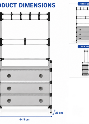 4-Tier Shoe Storage Cabinet with Coat Rack, Removable Shelf Divider, Galvanised Steel Tube & PP Panels (Copy)
