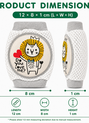 Baby Crawling Knee Pads – Soft Mesh Anti-Slip Cushioned Protectors – Breathable Cotton-Blend – Mixed Cartoon - Lion
