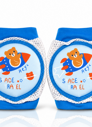 Baby Crawling Knee Pads – Soft Mesh Anti-Slip Cushioned Protectors – Breathable Cotton-Blend – Mixed Cartoon - Rocket