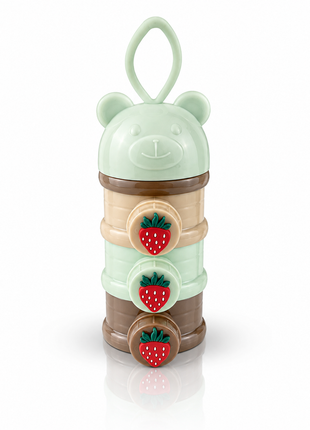 Portable 3-Layer Baby Formula Dispenser Food Grade PP Milk Powder & Snack Storage Container with Silicone Carry Handle