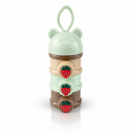Portable 3-Layer Baby Formula Dispenser Food Grade PP Milk Powder & Snack Storage Container with Silicone Carry Handle