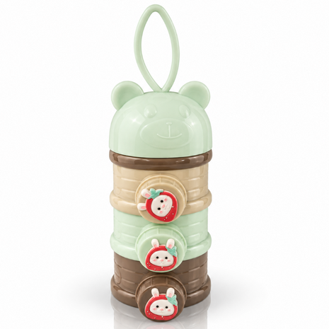 Portable 3-Layer Baby Formula Dispenser Food Grade PP Milk Powder & Snack Storage Container with Silicone Carry Handle