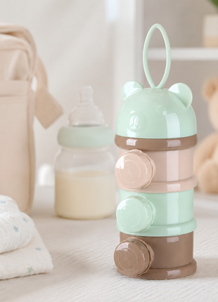 Portable 3-Layer Baby Formula Dispenser Food Grade PP Milk Powder & Snack Storage Container with Silicone Carry Handle