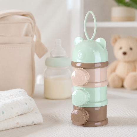 Portable 3-Layer Baby Formula Dispenser Food Grade PP Milk Powder & Snack Storage Container with Silicone Carry Handle