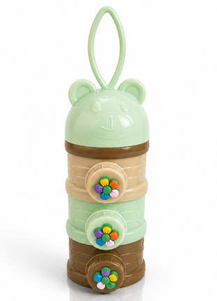 Portable 3-Layer Baby Formula Dispenser Food Grade PP Milk Powder & Snack Storage Container with Silicone Carry Handle