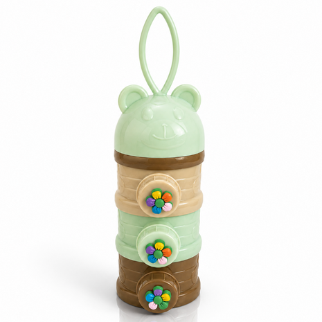 Portable 3-Layer Baby Formula Dispenser Food Grade PP Milk Powder & Snack Storage Container with Silicone Carry Handle