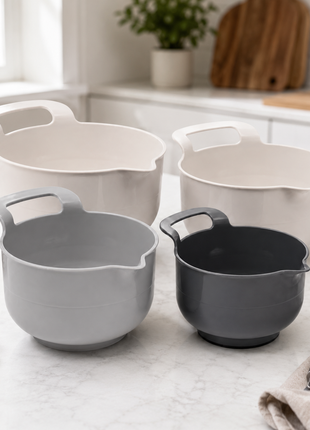 4-Piece Nesting Mixing Bowl Set with Handles & Pour Spouts | BPA-Free