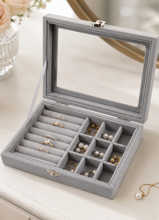 Velvet Jewellery Storage Box – Ring, Earring & Bracelet Organiser