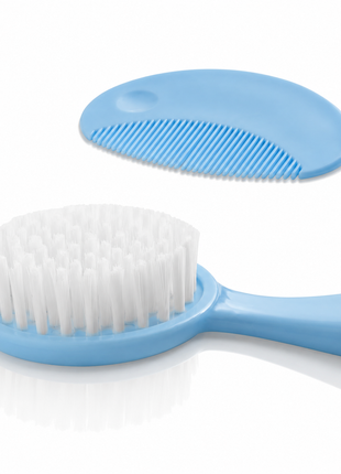 Baby Hair Brush & Comb Set –Soft Imitation Wool Bristles – Cradle Cap Scalp Massager