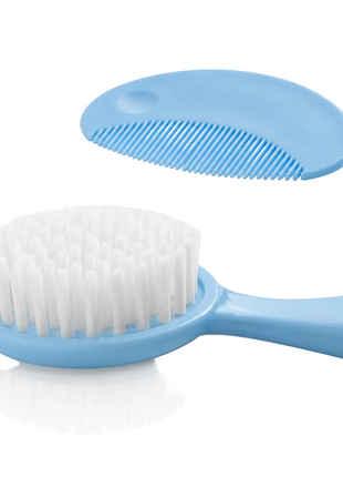 Baby Hair Brush & Comb Set –Soft Imitation Wool Bristles – Cradle Cap Scalp Massager