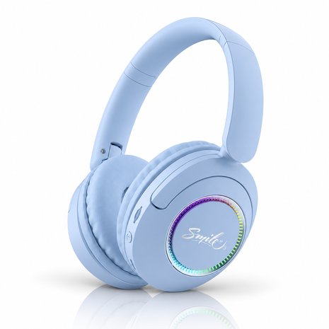 Spid Wireless Bluetooth 5.3 Over-Ear Headphones with AUX Cable, USB-C Charging, 40H Playtime, RGB Light Ring, 10 m Range, Blue