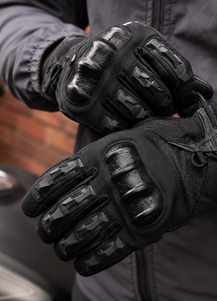 XL Waterproof Windproof Insulated Touchscreen Gloves with Silicone Grip Palm & Knuckle Protection - Black