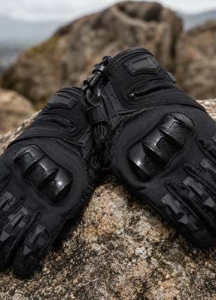 XL Waterproof Windproof Insulated Touchscreen Gloves with Silicone Grip Palm & Knuckle Protection - Black