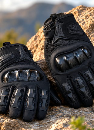 XL Waterproof Windproof Insulated Touchscreen Gloves with Silicone Grip Palm & Knuckle Protection - Black