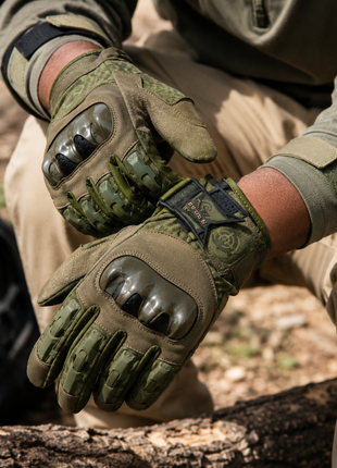 L Waterproof Windproof Insulated Touchscreen Gloves with Silicone Grip Palm & Knuckle Protection - Green