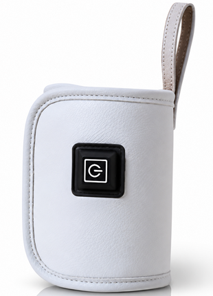 Portable Leather Infant Bottle Warming Case USB Powered with 3 Heat Settings, Velcro Closure, Fits Various Baby Bottles