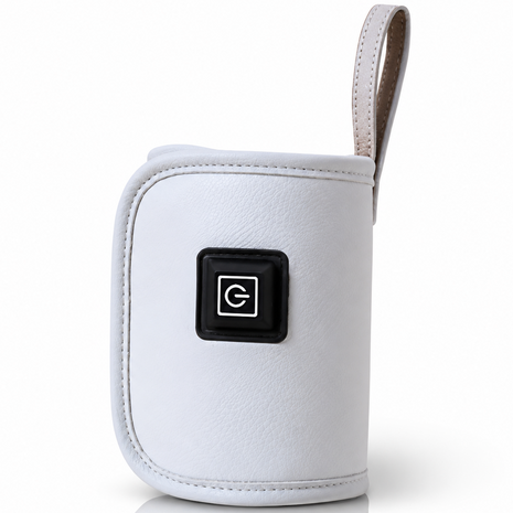 Portable Leather Infant Bottle Warming Case USB Powered with 3 Heat Settings, Velcro Closure, Fits Various Baby Bottles