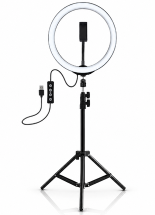 10 Inch LED Ring Fill Light With 200 cm Tripod Stand, Phone Holder & Ball Head - 26 cm
