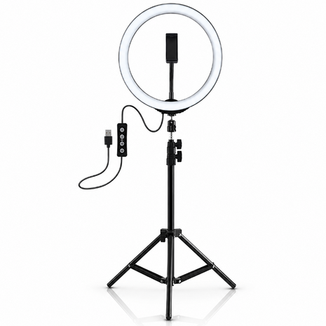 10 Inch LED Ring Fill Light With 200 cm Tripod Stand, Phone Holder & Ball Head - 26 cm