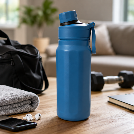 670ml Vacuum Insulated Sports Bottle with SUS316 Stainless Steel Inner, Leak-Resistant Flip Lid & Carry Handle for Hot and Cold Drinks