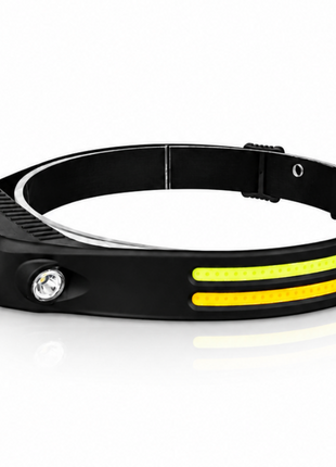Multifunction Induction Headlamp – Motion-Sensor LED + White & Yellow COB, USB-C Rechargeable Hands-Free Head Torch