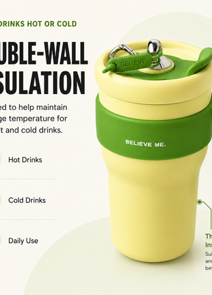 800ml Stainless Steel Insulated Travel Mug with Straw