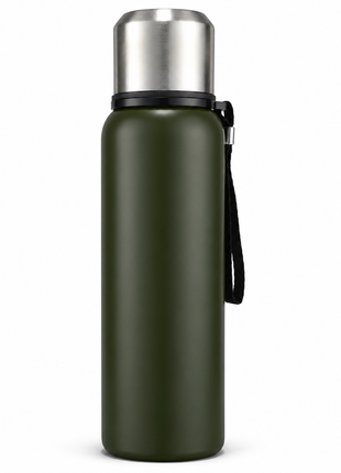 Stainless Steel Green Insulated Vacuum Bottle Double Wall Thermal Flask for Hot and Cold Drinks