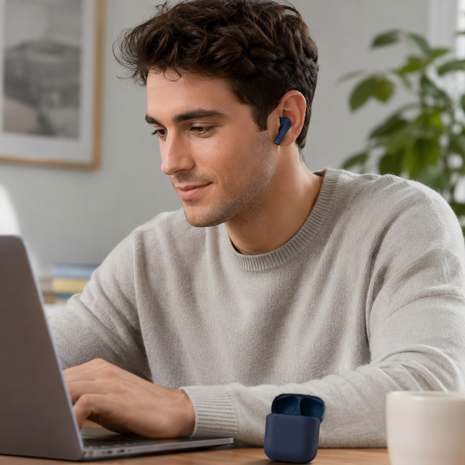InPods Wireless Bluetooth 5.3 Earphones with Charging Case, Touch Control, Android & iOS Compatible -Navy