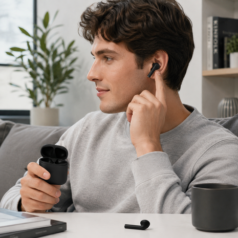 InPods Wireless Bluetooth 5.3 Earphones with Charging Case, Touch Control, Android & iOS Compatible -Black