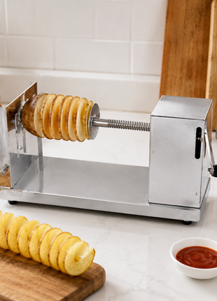 Stainless Steel Potato Slicer with Peeler and Handle, Manual Adjustable Vegetable Spiral Cutter