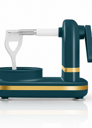 Manual Fruit Peeler with Adaptive Blade, Hand Crank, Suction Base