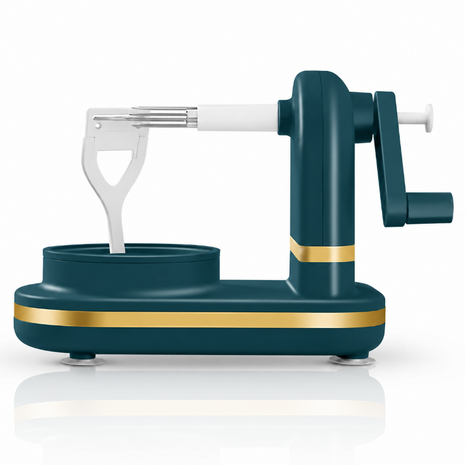 Manual Fruit Peeler with Adaptive Blade, Hand Crank, Suction Base