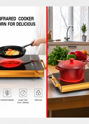 Single Electric Infrared Hot Plate, Portable Ceramic Cooking Hob