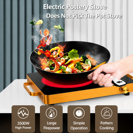 Single Electric Infrared Hot Plate, Portable Ceramic Cooking Hob