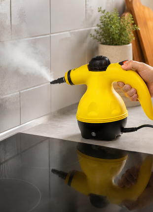 Multipurpose Handheld Steam Cleaner with 9-Piece Accessory Set, ABS Plastic Body