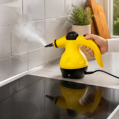 Multipurpose Handheld Steam Cleaner with 9-Piece Accessory Set, ABS Plastic Body