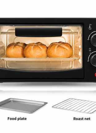 7.0 L Electric Oven, 600 W Compact Countertop Oven with Timer, Temperature Control & Glass Door