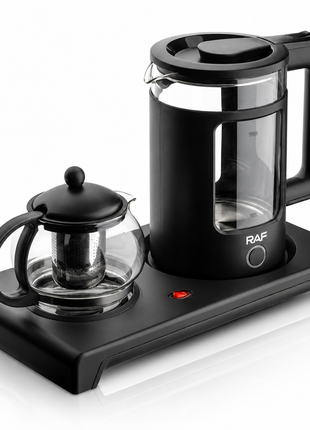 Electric Kettle and Glass Teapot Set, 1.8 L Water Kettle, 0.6 L Tea Pot, 1500W, 360° Base, Auto Shut-Off