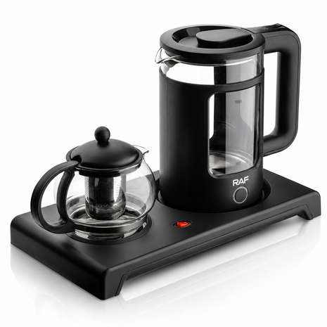 Electric Kettle and Glass Teapot Set, 1.8 L Water Kettle, 0.6 L Tea Pot, 1500W, 360° Base, Auto Shut-Off