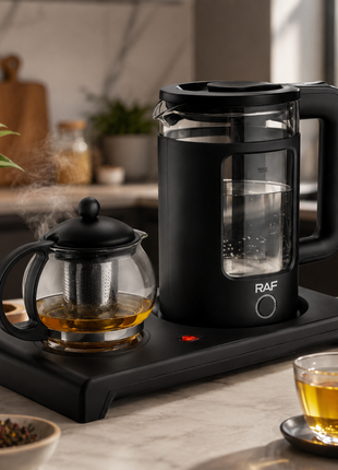 Electric Kettle and Glass Teapot Set, 1.8 L Water Kettle, 0.6 L Tea Pot, 1500W, 360° Base, Auto Shut-Off