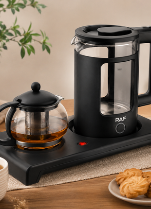 Electric Kettle and Glass Teapot Set, 1.8 L Water Kettle, 0.6 L Tea Pot, 1500W, 360° Base, Auto Shut-Off