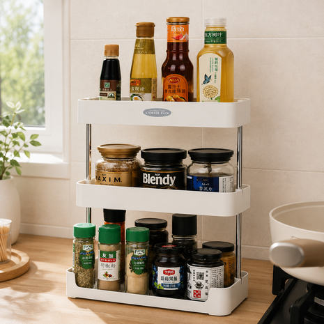 3-Tier Multifunctional Storage Rack, Countertop Organizer for Kitchen, Bathroom and Living Room