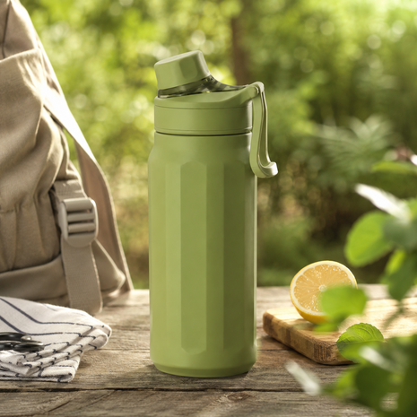 670ml Vacuum Insulated Sports Bottle with SUS316 Stainless Steel Inner, Leak-Resistant Flip Lid & Carry Handle for Hot and Cold Drinks