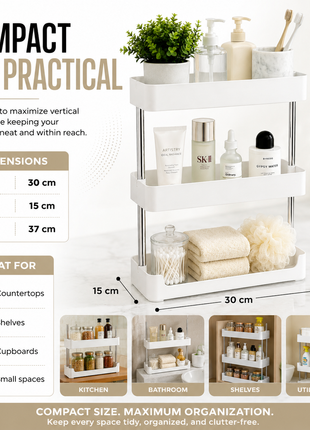 3-Tier Multifunctional Storage Rack, Countertop Organizer for Kitchen, Bathroom and Living Room
