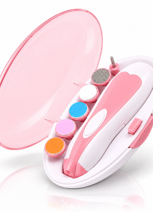 Electric Baby & Adult Nail Trimmer Kit with 6 Grinding Heads, 4 Working Modes, 360° Rotation, Low Noise, Battery Powered
