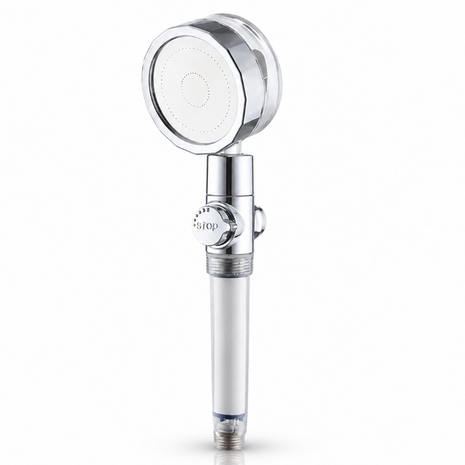 High Pressure Filtered Shower Head with One-Touch Water Stop, Built-In PP Cotton Filter, ABS, Standard 20 mm Connection